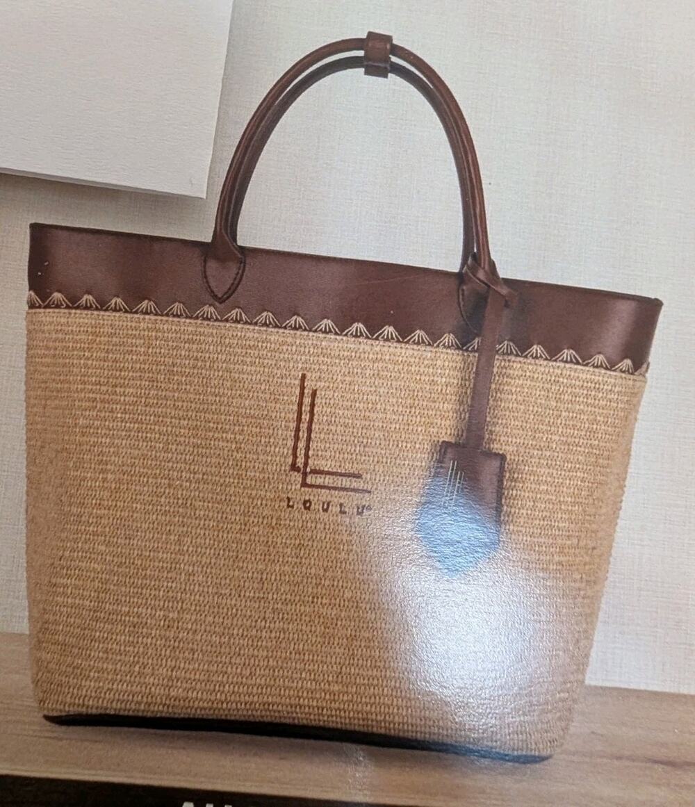 Loulu Large milan tan wicker tote footed nwt sealed BRAND NEW